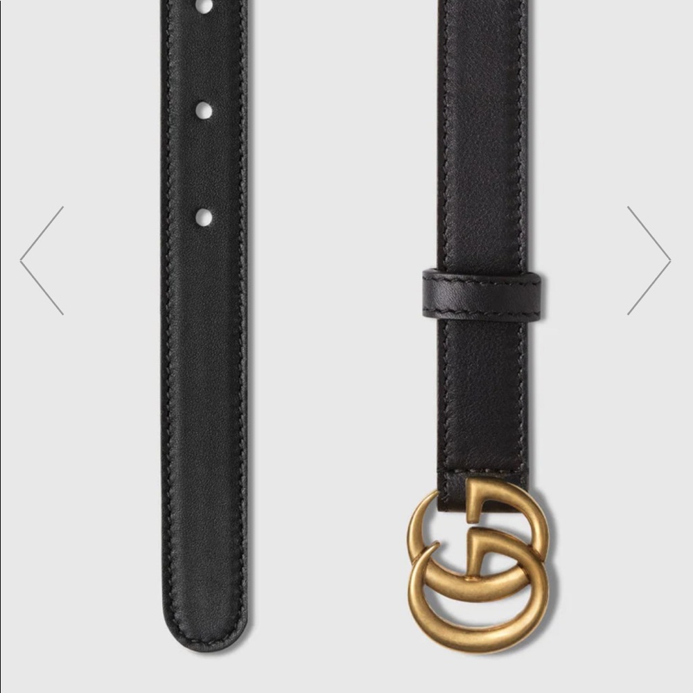 Gucci logo skinny Leather belt with Double G buckle